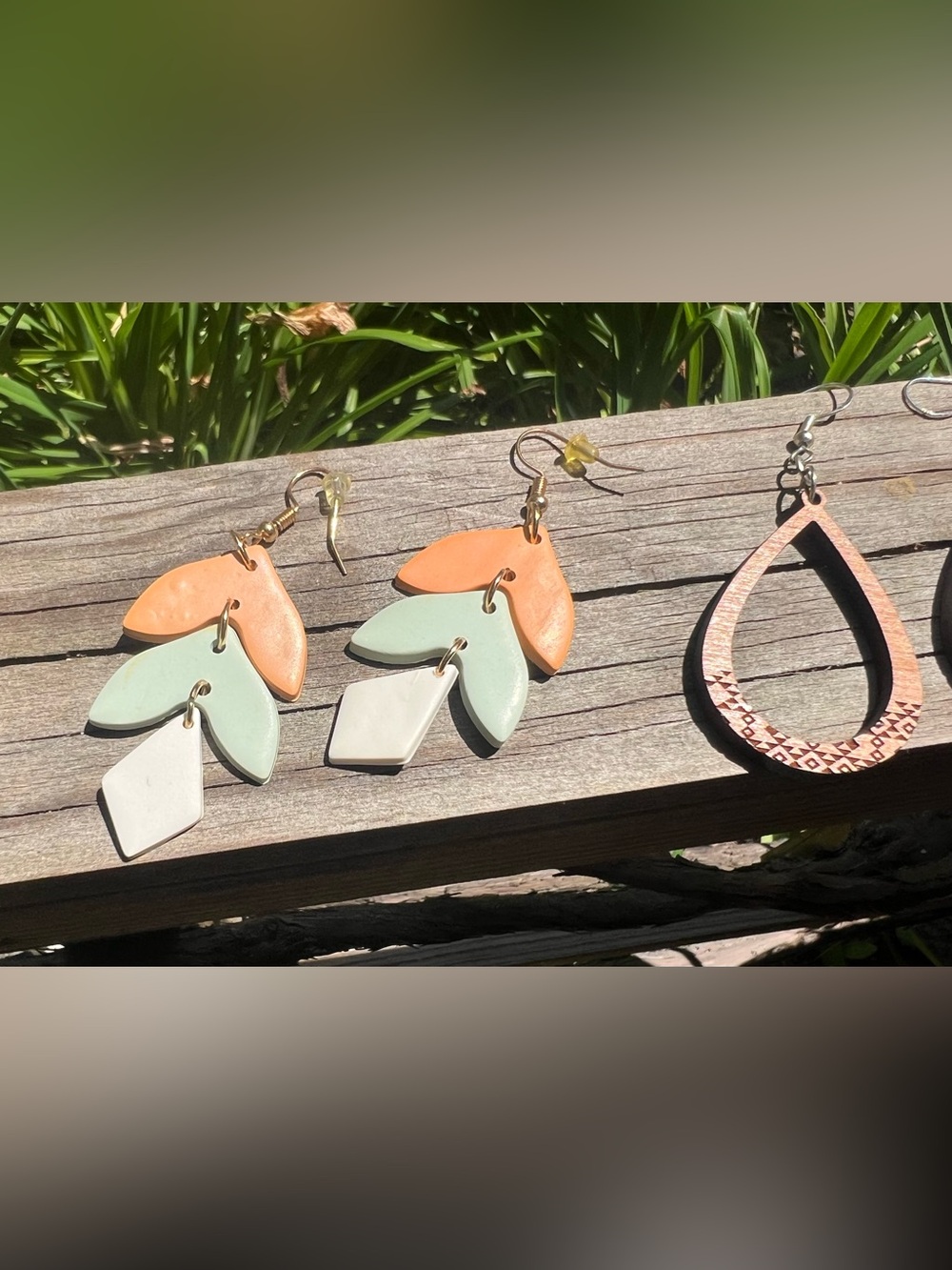 3 pair boho, handmade dangle earrings - Picture 2 of 3